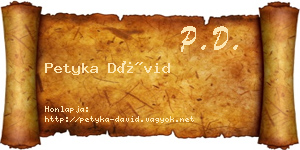 Petyka Dávid névjegykártya